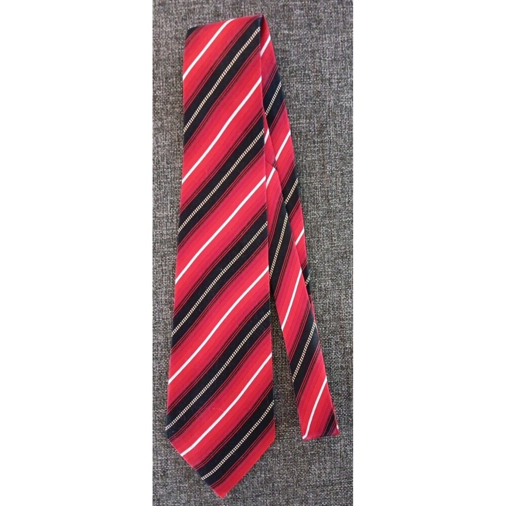 Tie 70s 80s 90s Y2K New Vintage Carlos Devenzia Red Black Beige 4 Wide 62 Long